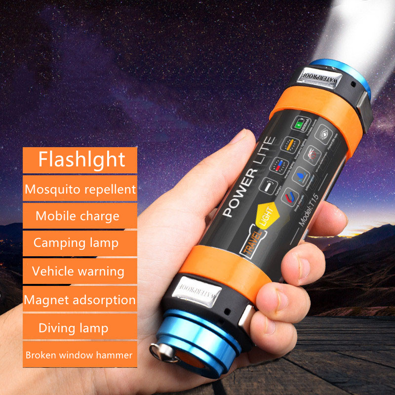 LED Lantern Camping LED Flashlight Light USB Rechargeable Lamp Torch Light Outdoor IP68 Waterproof 6 Modes High Power Flashlight